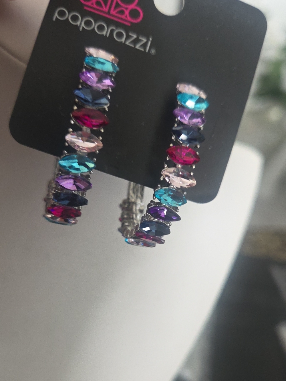 Paparazzi Multi Gem Hoop Earrings NWT